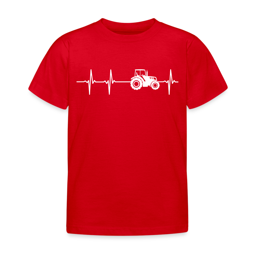 Kinder T-Shirt "Weißer Traktor Herzschlag" - Rot