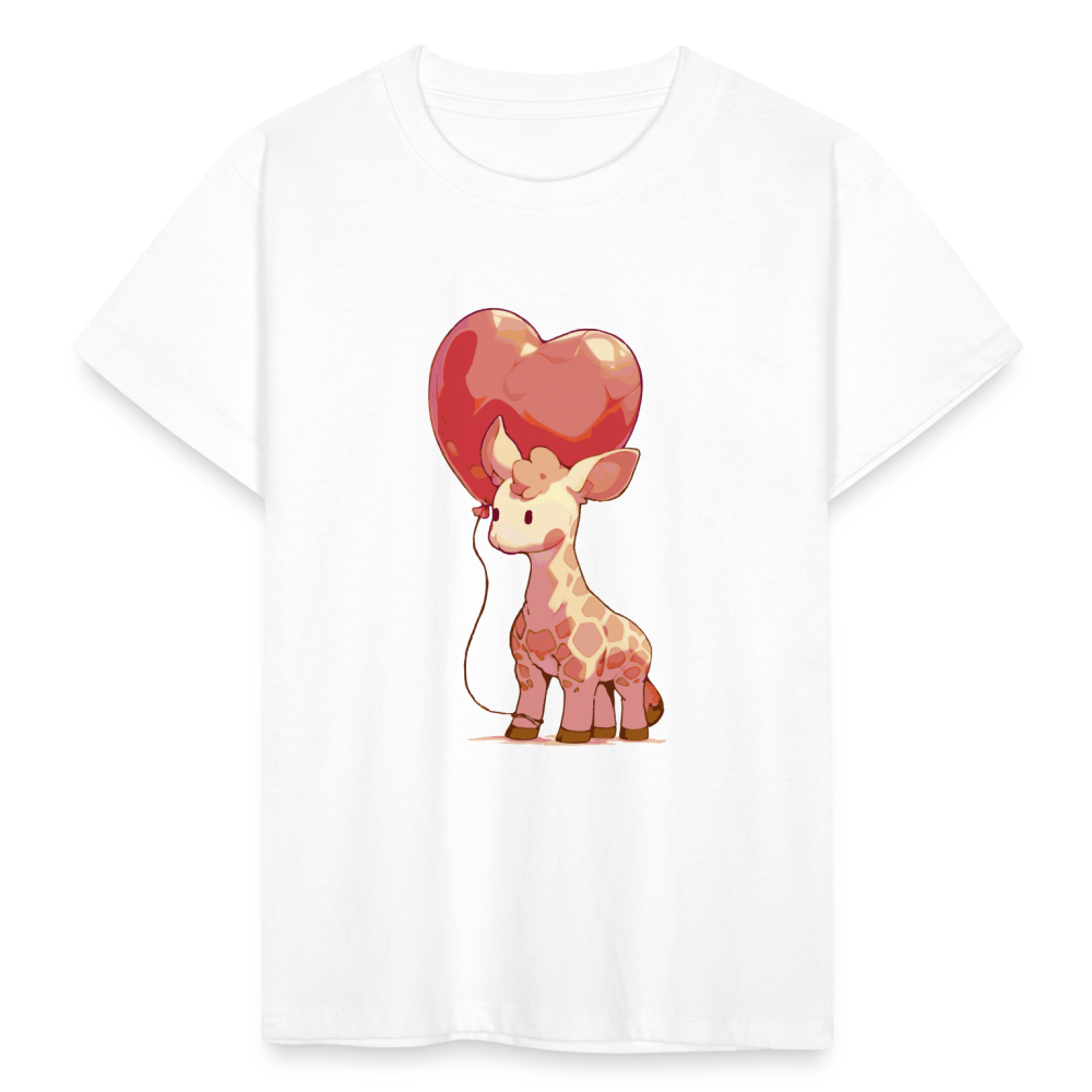 Kinder T-Shirt "Giraffe mit Herzballon" - weiß