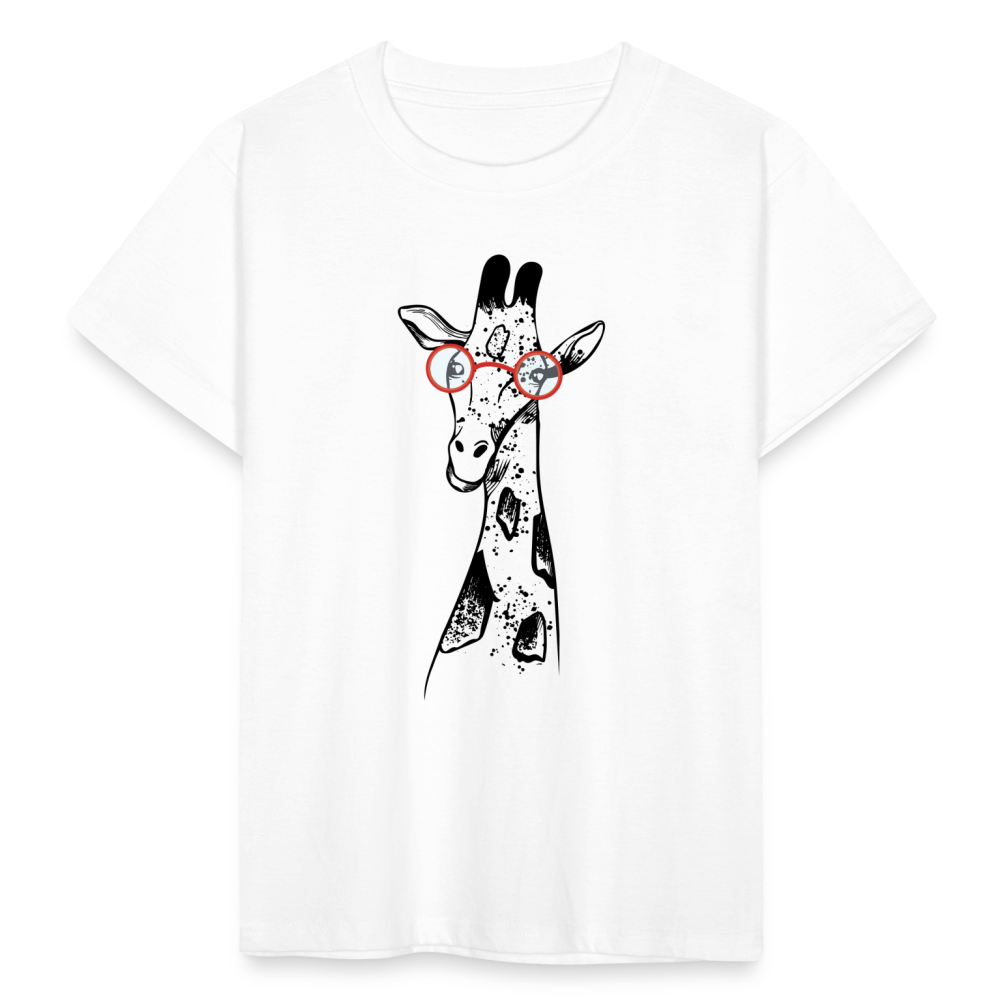 Kinder T-Shirt "Witzige Giraffe mit Brille" - weiß