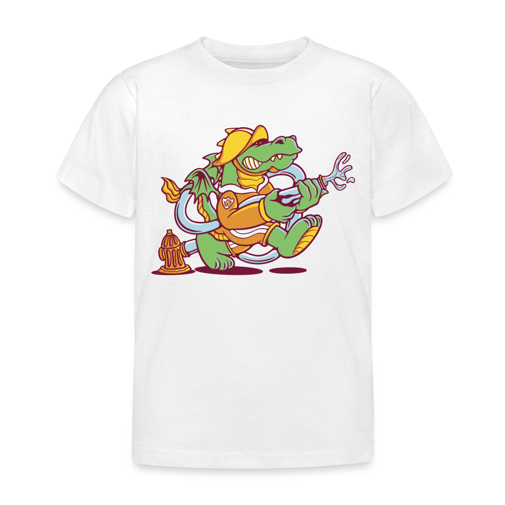 Kinder T-Shirt "Feuerwehr Drachen" - weiß