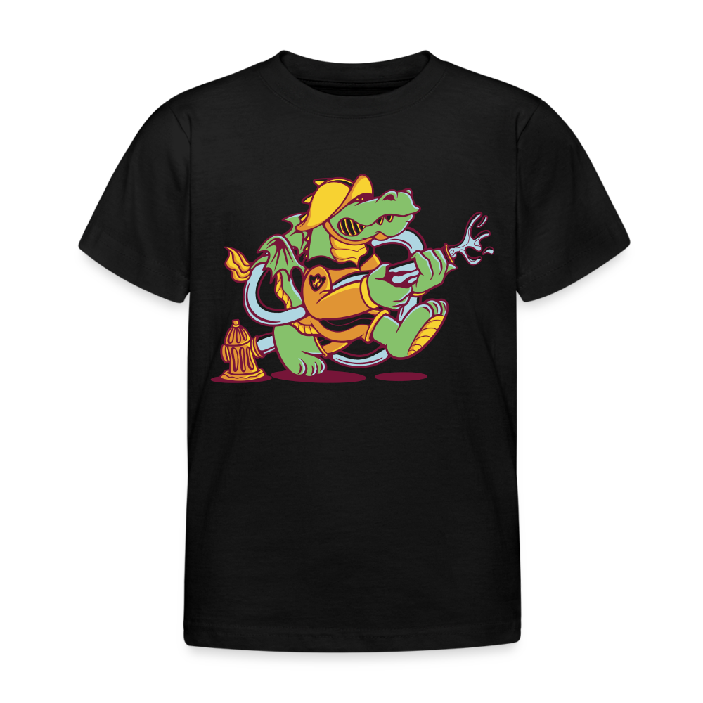 Kinder T-Shirt "Feuerwehr Drachen" - Schwarz