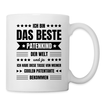 Tasse "Ich bin das beste Patenkind der Welt" (von Patentante) - weiß