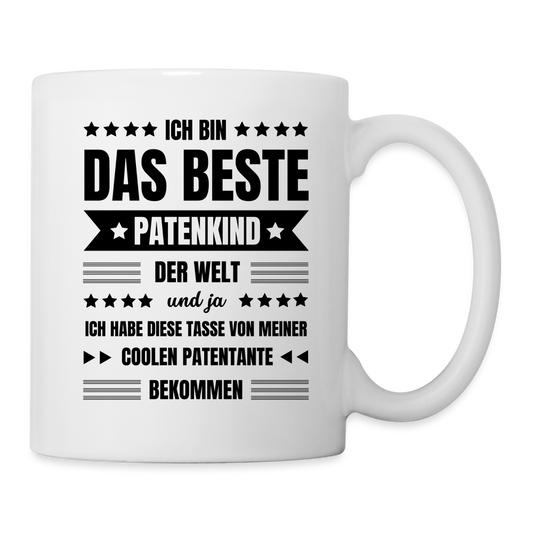 Tasse "Ich bin das beste Patenkind der Welt" (von Patentante) - weiß