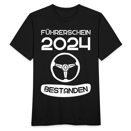 Männer T-Shirt "Führerschein 2024 bestanden" Nr.1 - Schwarz