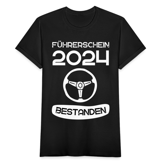 Frauen T-Shirt "Führerschein 2024 bestanden" Nr. 1 - Schwarz