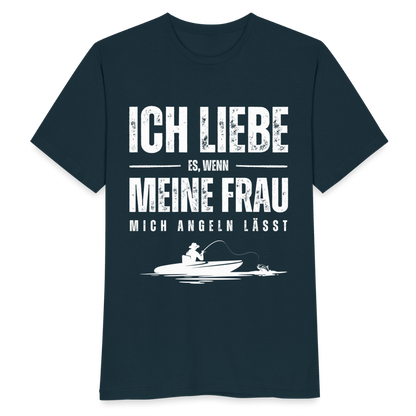 Männer T-Shirt "Ich liebe es, wenn meine Frau mich angeln lässt" - Navy
