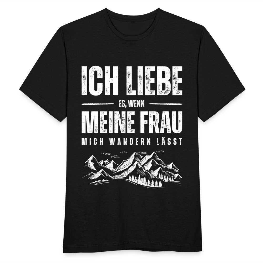 Männer T-Shirt "Ich liebe es, wenn meine Frau mich wandern lässt" - Schwarz