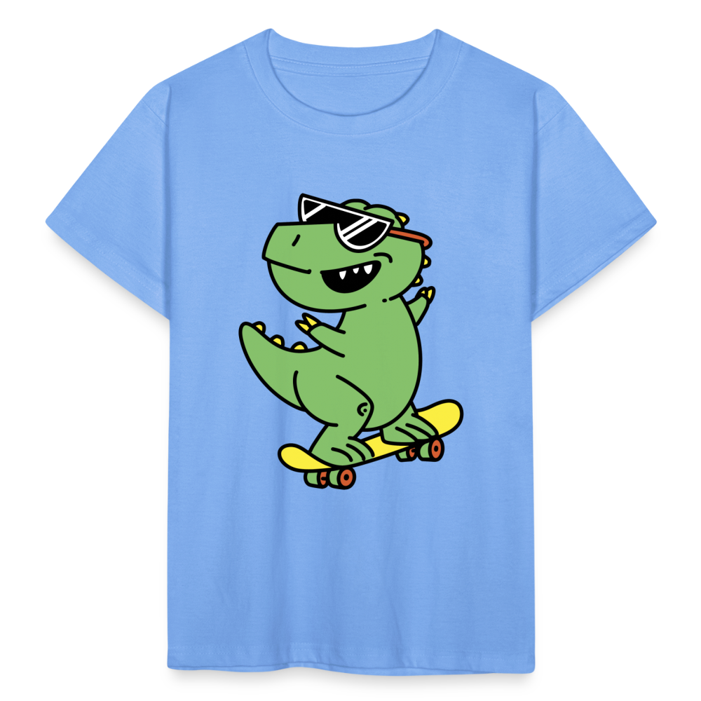 Kinder T-Shirt "Cooler Dinosaurier mit Skateboard" - Himmelblau