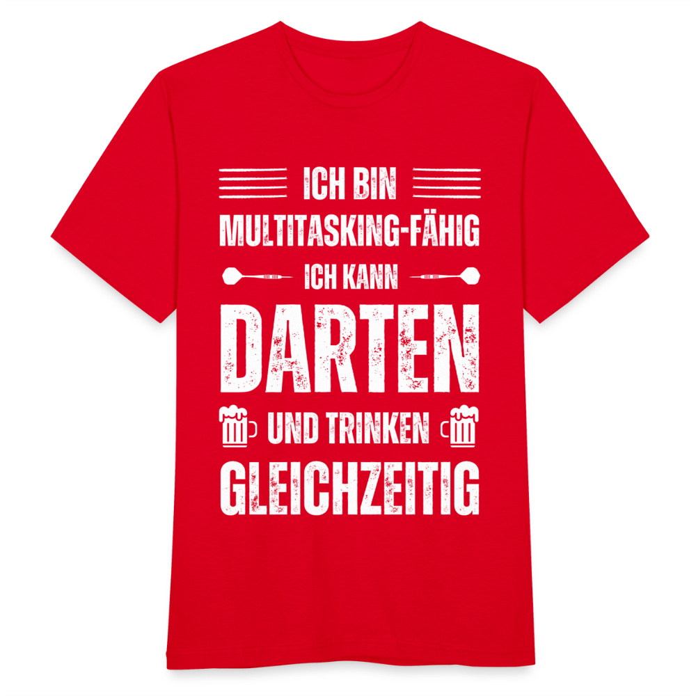 Männer T-Shirt "Ich kann Darten und Trinken gleichzeitig" - Rot