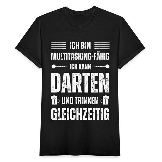 Frauen T-Shirt "Ich kann Darten und Trinken gleichzeitig" - Schwarz