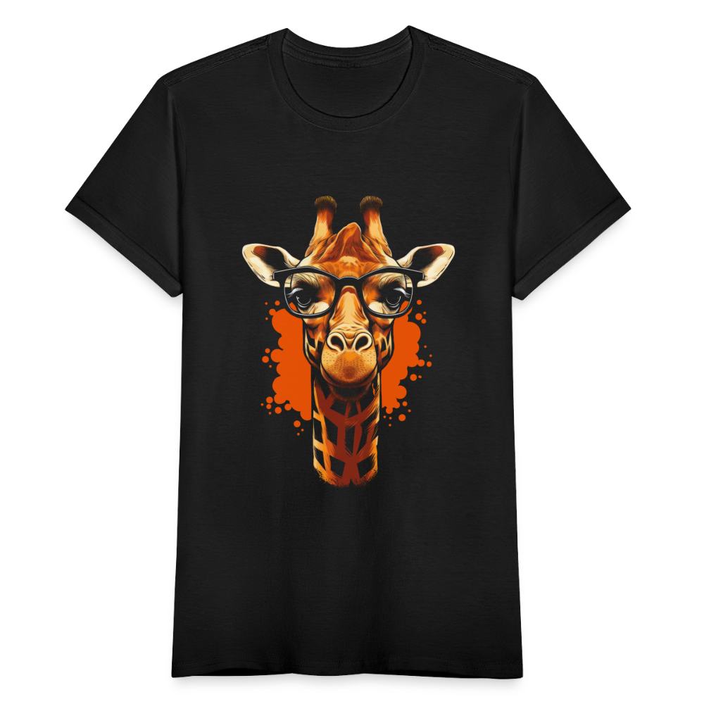 Frauen T-Shirt "Coole Giraffe mit Brille" - Schwarz