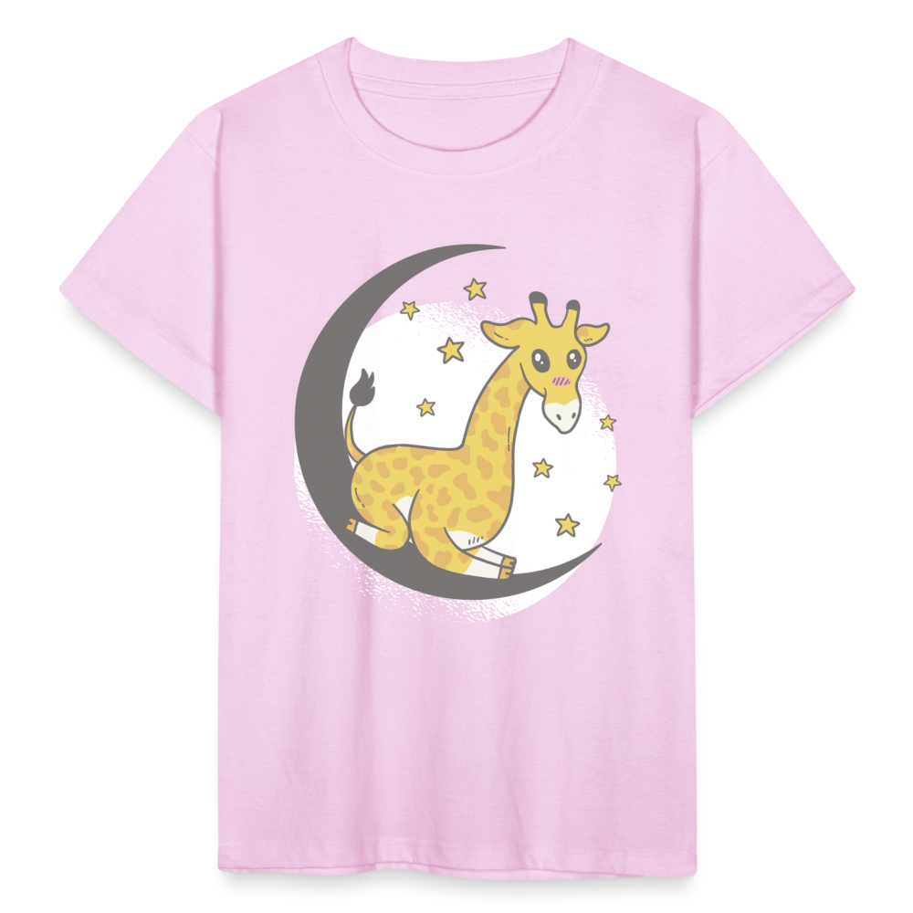 Kinder T-Shirt "Niedliche Giraffe mit Mond" - Hellrosa