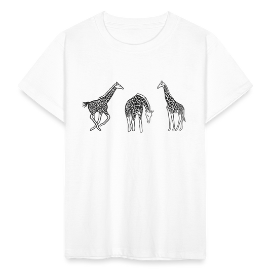 Kinder T-Shirt mit 3 Giraffen - weiß