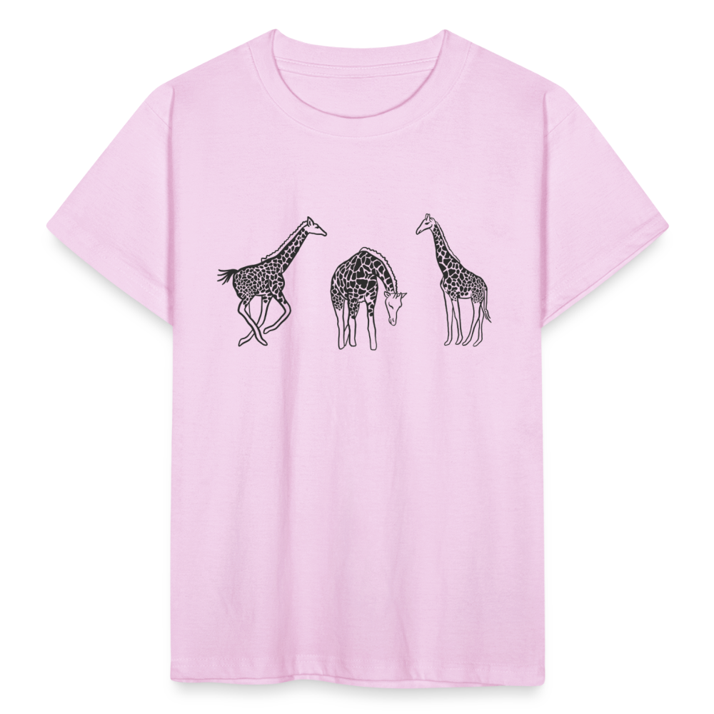 Kinder T-Shirt mit 3 Giraffen - Hellrosa