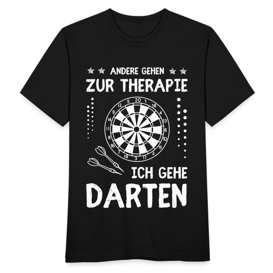 Männer T-Shirt "Andere gehen zur Therapie, ich gehe Darten" - Schwarz