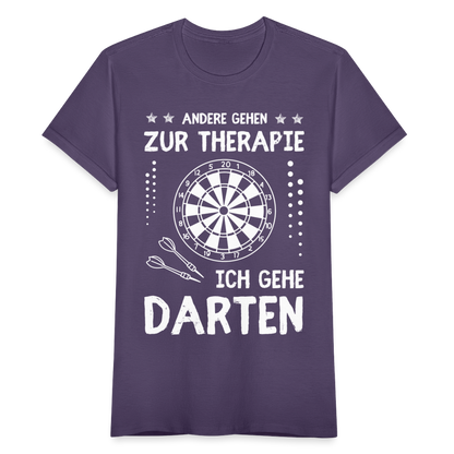 Frauen T-Shirt "Andere gehen zur Therapie, ich gehe Darten" - Dunkellila