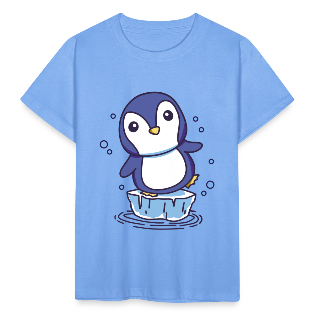 Kinder T-Shirt "Pinguin auf Eisblock" - Himmelblau