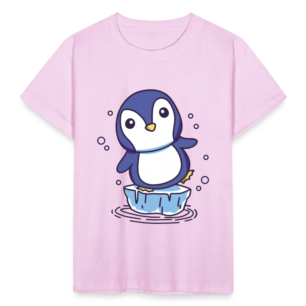 Kinder T-Shirt "Pinguin auf Eisblock" - Hellrosa