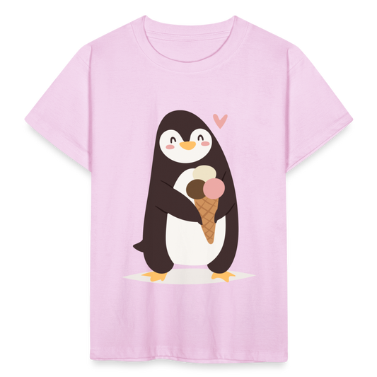 Kinder T-Shirt "Pinguin mit Eiscreme" - Hellrosa