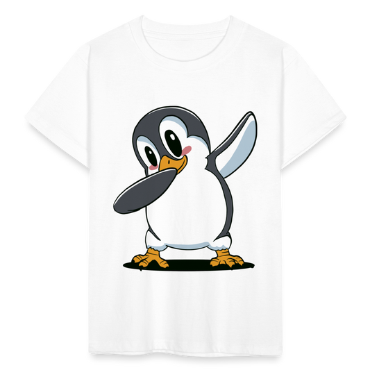 Kinder T-Shirt "Pinguin mit cooler Geste" - weiß