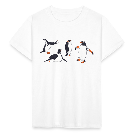 Kinder T-Shirt "4 witzige Pinguine" - weiß