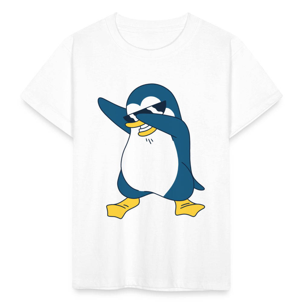 Kinder T-Shirt "Cooler Pinguin mit Sonnenbrille" - weiß