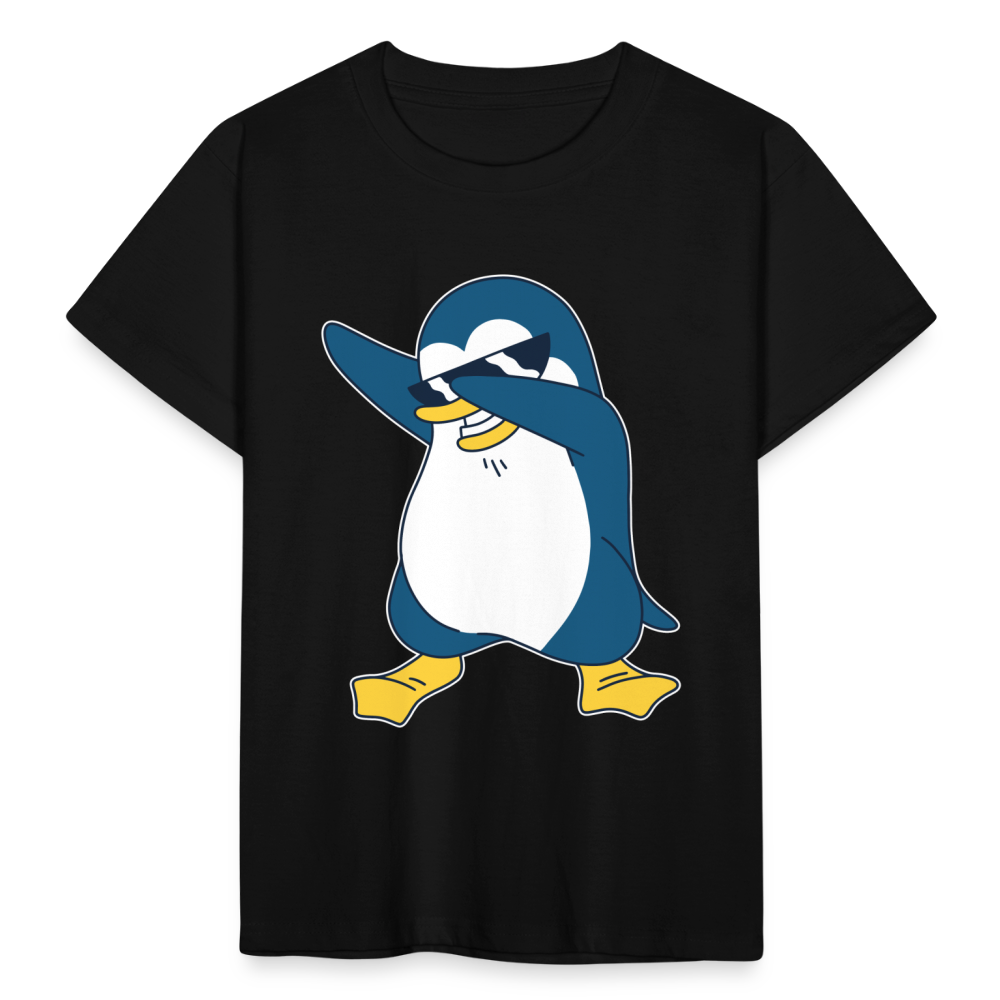 Kinder T-Shirt "Cooler Pinguin mit Sonnenbrille" - Schwarz