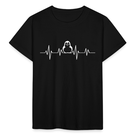 Kinder T-Shirt "Pinguin im Herzschlag" - Schwarz