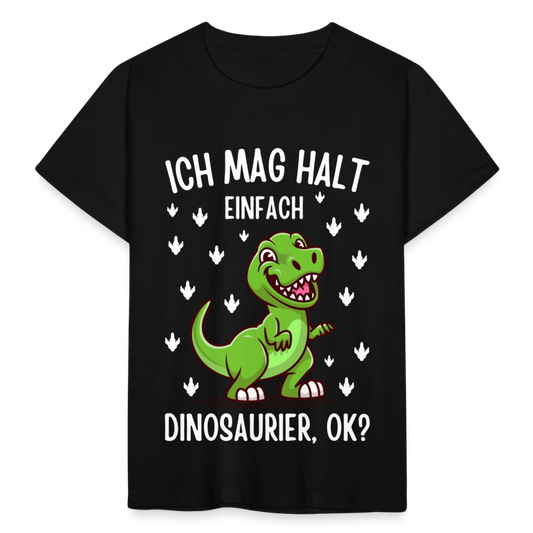 Kinder T-Shirt "Ich mag halt einfach Dinosaurier" - Schwarz
