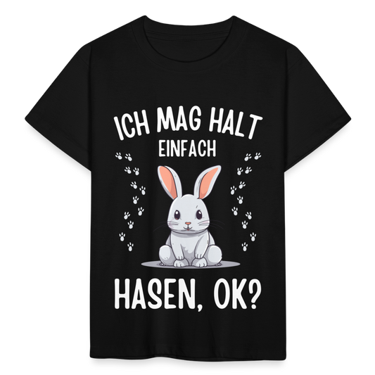 Kinder T-Shirt "Ich mag halt einfach Hasen" - Schwarz