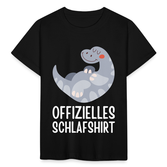 Kinder T-Shirt "Offizielles Schlafshirt" (Dinosaurier) - Schwarz