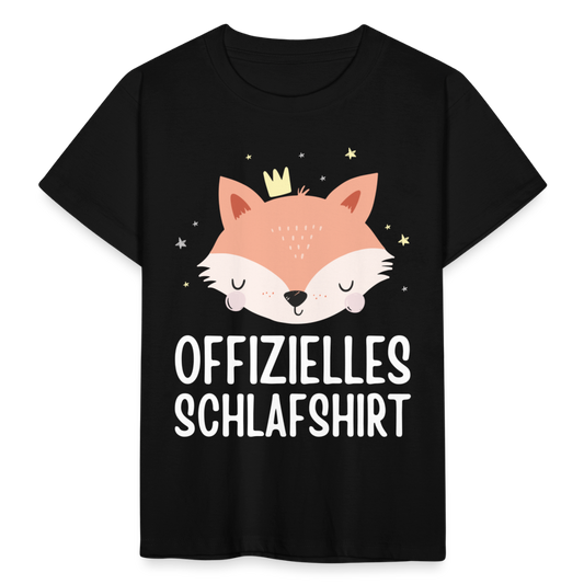 Kinder T-Shirt "Offizielles Schlafshirt" (Fuchs) - Schwarz