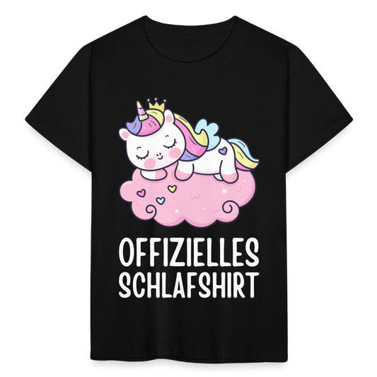 Kinder T-Shirt "Offizielles Schlafshirt" (Einhorn) - Schwarz