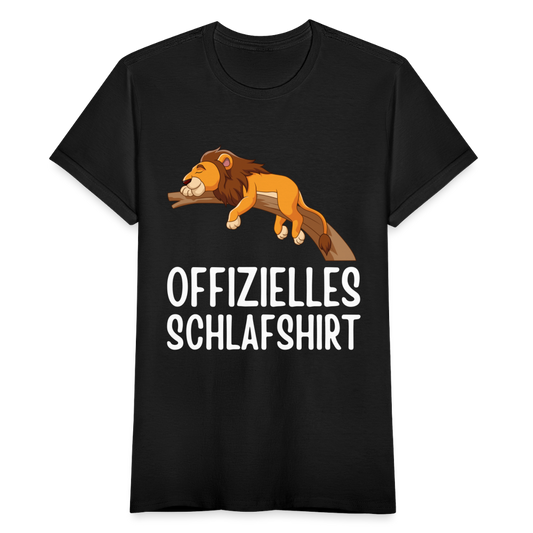 Frauen T-Shirt "Offizielles Schlafshirt" (Löwe) - Schwarz