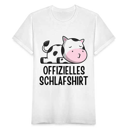 Frauen T-Shirt "Offizielles Schlafshirt" (Kuh) - weiß