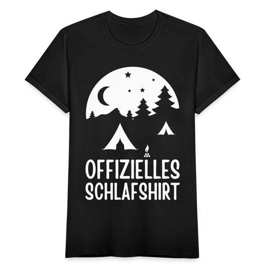 Frauen T-Shirt "Offizielles Schlafshirt" (Camping) - Schwarz