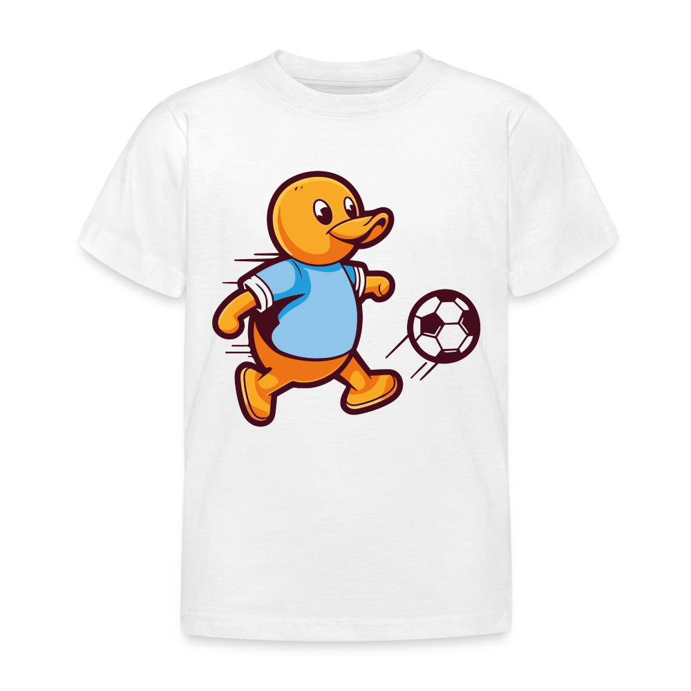 Kinder T-Shirt "Ente spielt Fußball" - weiß