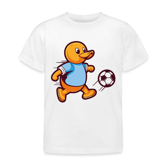 Kinder T-Shirt "Ente spielt Fußball" - weiß