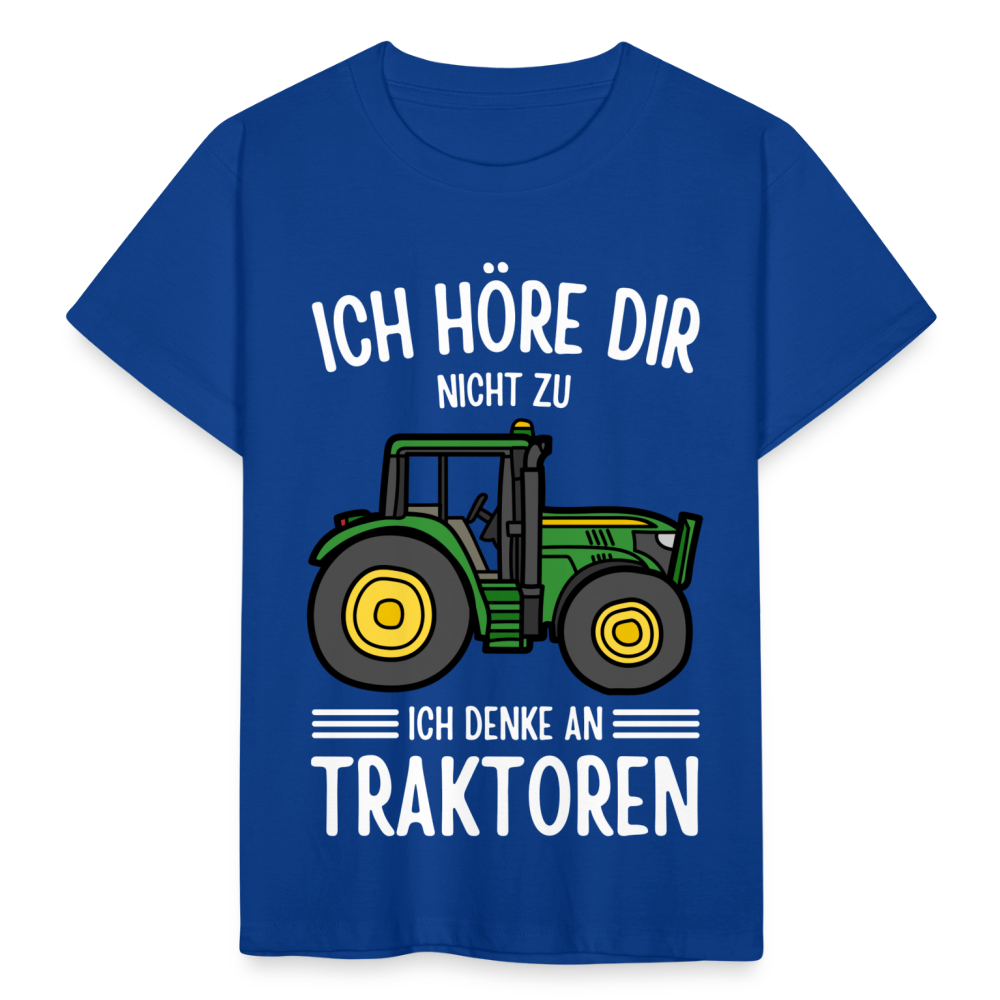 Kinder T-Shirt "Ich höre dir nicht zu, ich denke an Traktoren" - Royalblau