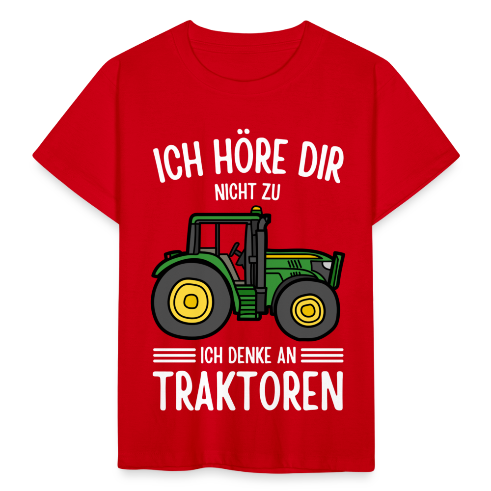 Kinder T-Shirt "Ich höre dir nicht zu, ich denke an Traktoren" - Rot