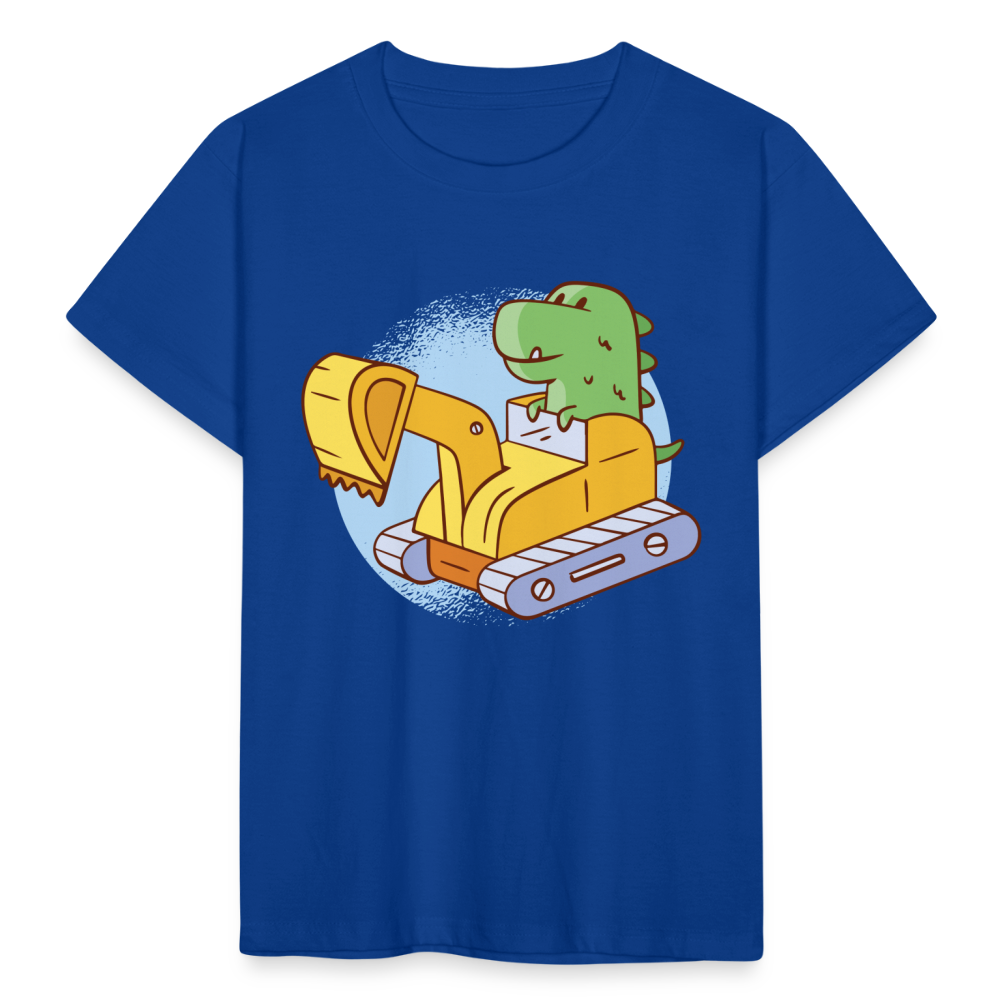 Kinder T-Shirt "Baby Dinosaurier mit Bagger" - Royalblau