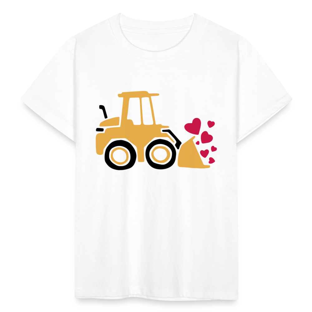 Kinder T-Shirt "Bagger mit Herzen" - weiß