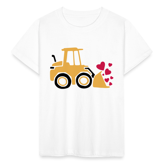 Kinder T-Shirt "Bagger mit Herzen" - weiß