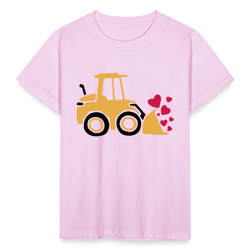 Kinder T-Shirt "Bagger mit Herzen" - Hellrosa