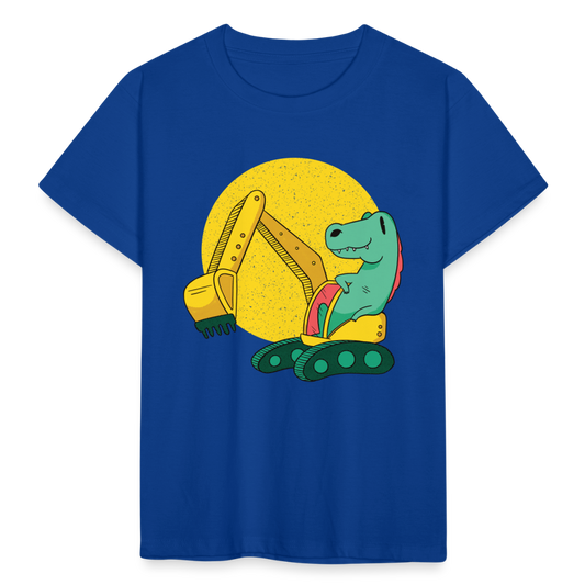 Kinder T-Shirt "Niedlicher Dinosaurier mit Bagger" - Royalblau