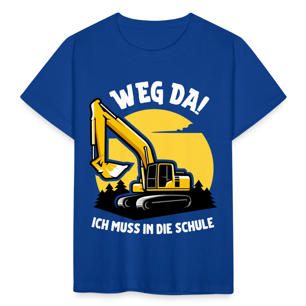 Kinder T-Shirt "Weg da! Ich muss in die Schule" (Bagger) - Royalblau