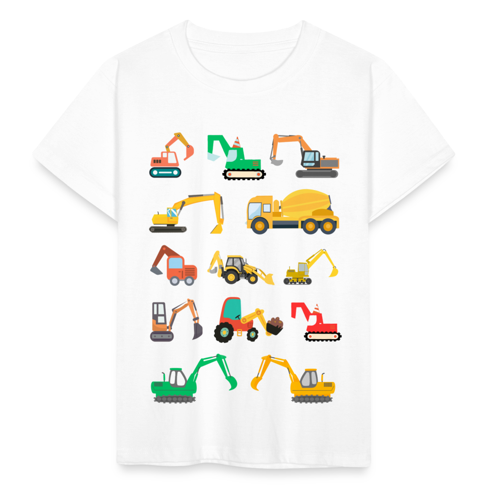 Kinder T-Shirt "Viele Bagger" - weiß