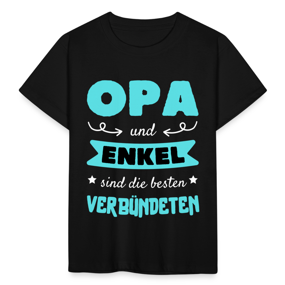 Kinder T-Shirt "Opa und Enkel sind die besten Verbündeten" - Schwarz