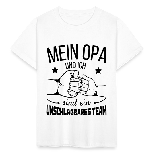 Kinder T-Shirt "Mein Opa und ich sind ein unschlagbares Team" - weiß