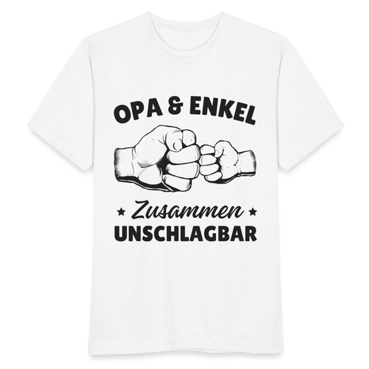 Männer T-Shirt "Opa und Enkel - zusammen unschlagbar" - weiß